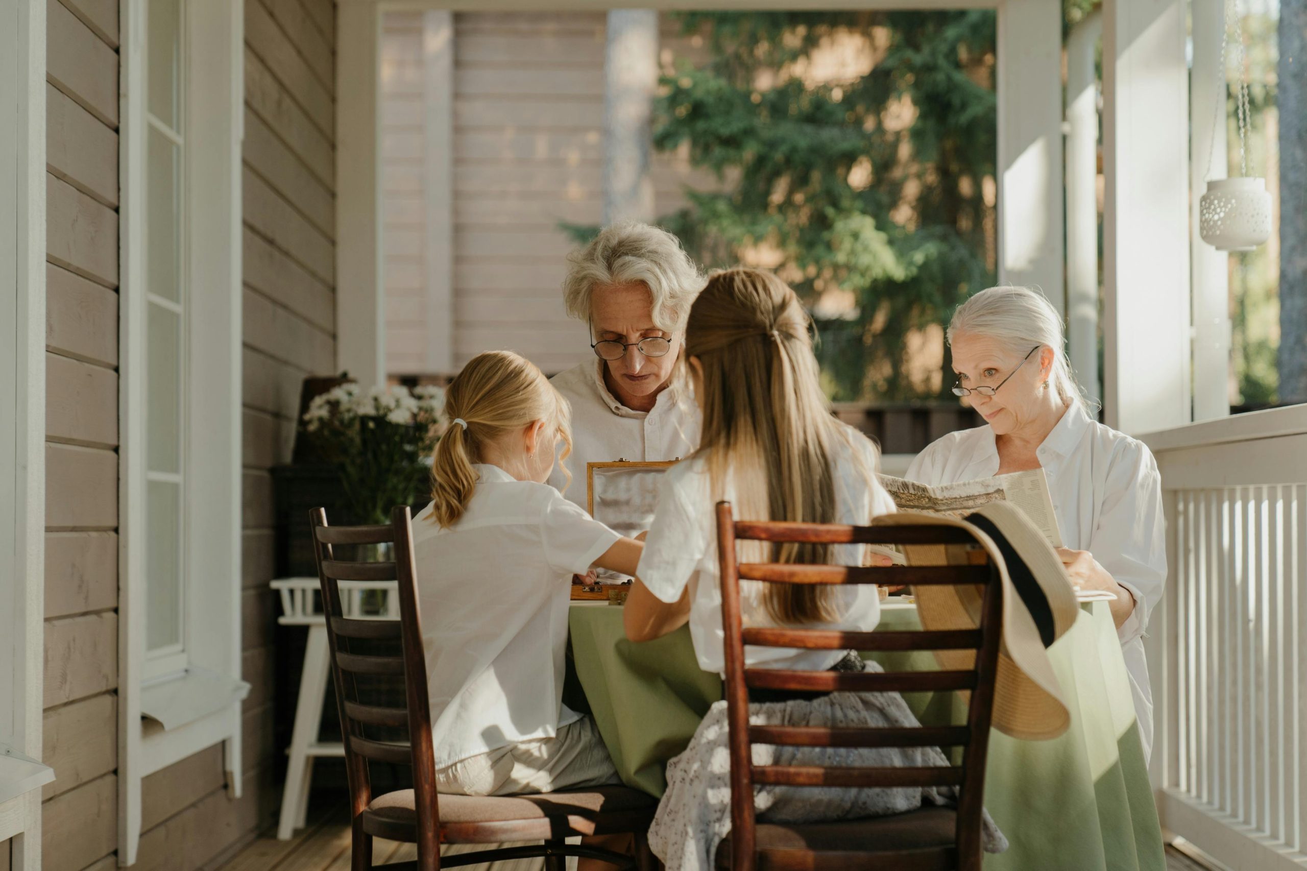 grandparents playing games with grandchildren